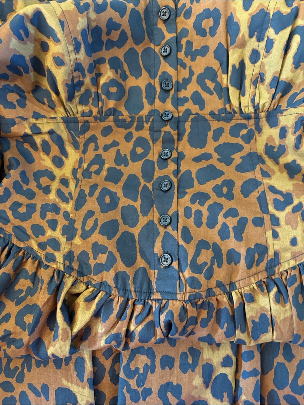 Tuckernuck Leopard Graciela Dress Womens 6 Brown NWT Square Neck Puff Sleeve - Picture 11 of 13